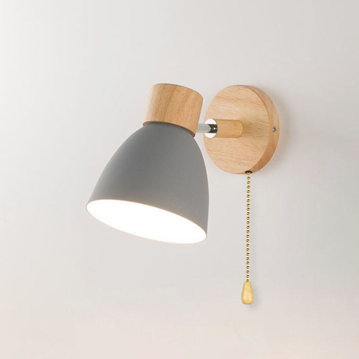 Wall Lamp Iron Wood 5.9 in Modern Bedroom Bedside Lighting Fixture E26 Hardwired Living Room Study Light | Thomler