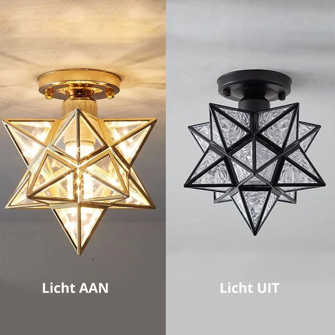 Ceiling Light Metal Star Design 20.0 cm Gold Hallway Bedroom Geometric E27 Flush Mount Lighting Fixture | Thomler