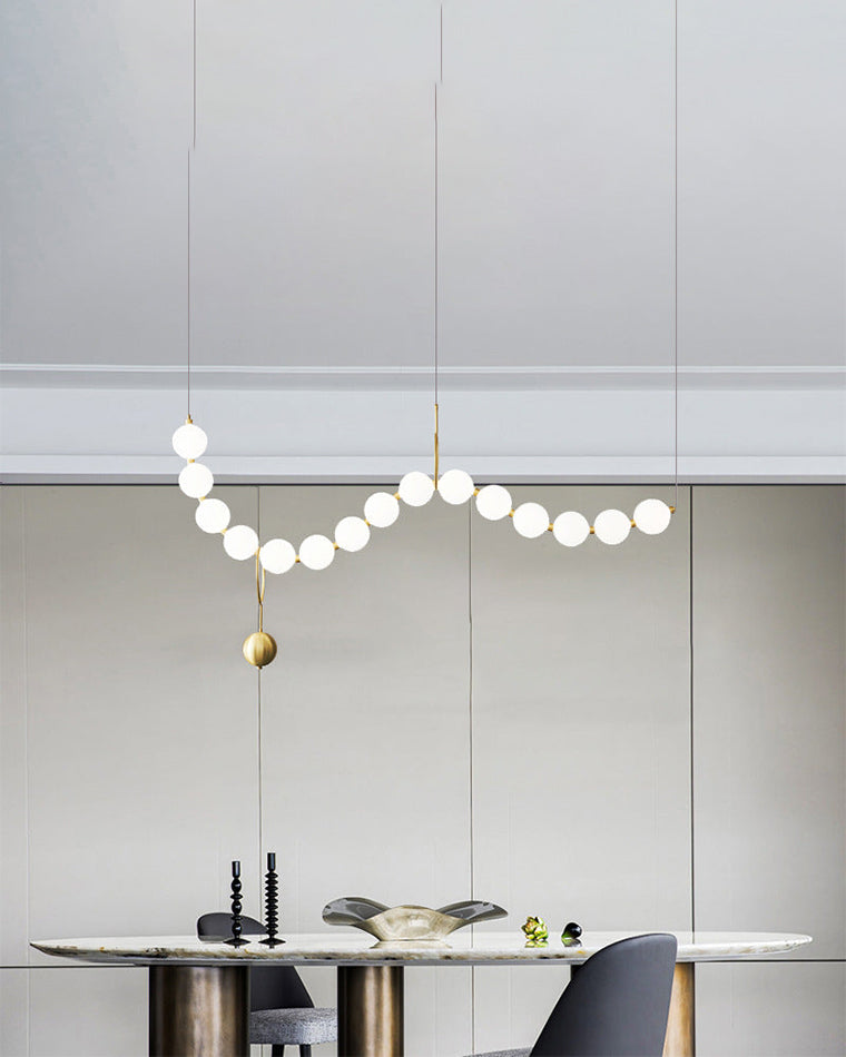 Chandelier Milk Glass String 39 in Modern Dining Room Kitchen Living Room Lighting Fixture | Thomler