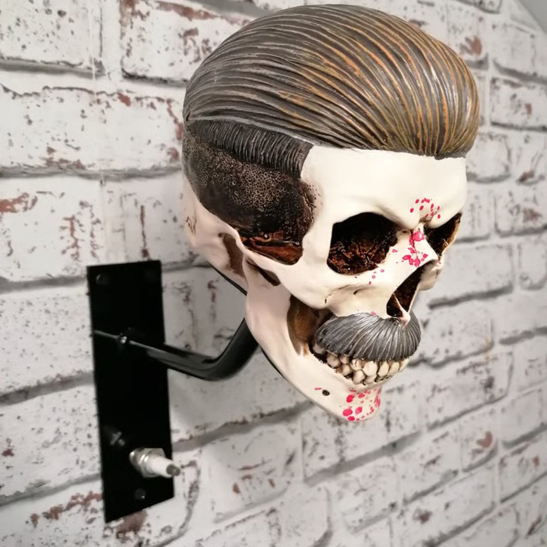 Skull Wall Mount Helmet Holder with Coat Hook for Motorcycle Gear Storage Rack Adjustable Organizer for Garage Entryway Workshop Man Cave | Thomler