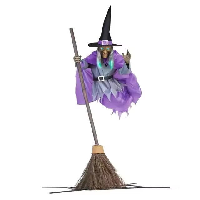 6 ft Tall Wind-Blown Witch Garden Stake for Outdoor Halloween Yard Display | Thomler