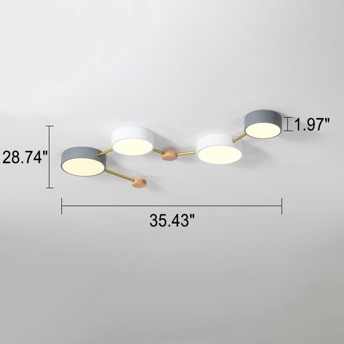 Flush Mount Ceiling Light Iron Solid Wood Acrylic 36W 23.6 in Gray Modern Hallway Living Room Bedroom Lighting | Thomler
