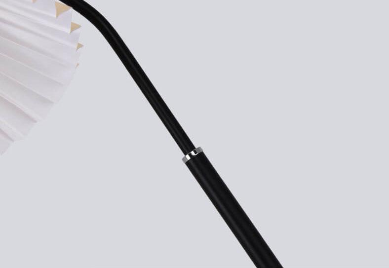 Floor Lamp Fabric Pleated Shade 149.0 cm Black Living Room Bedroom Dimmable Scandinavian Reading Standing Light | Thomler