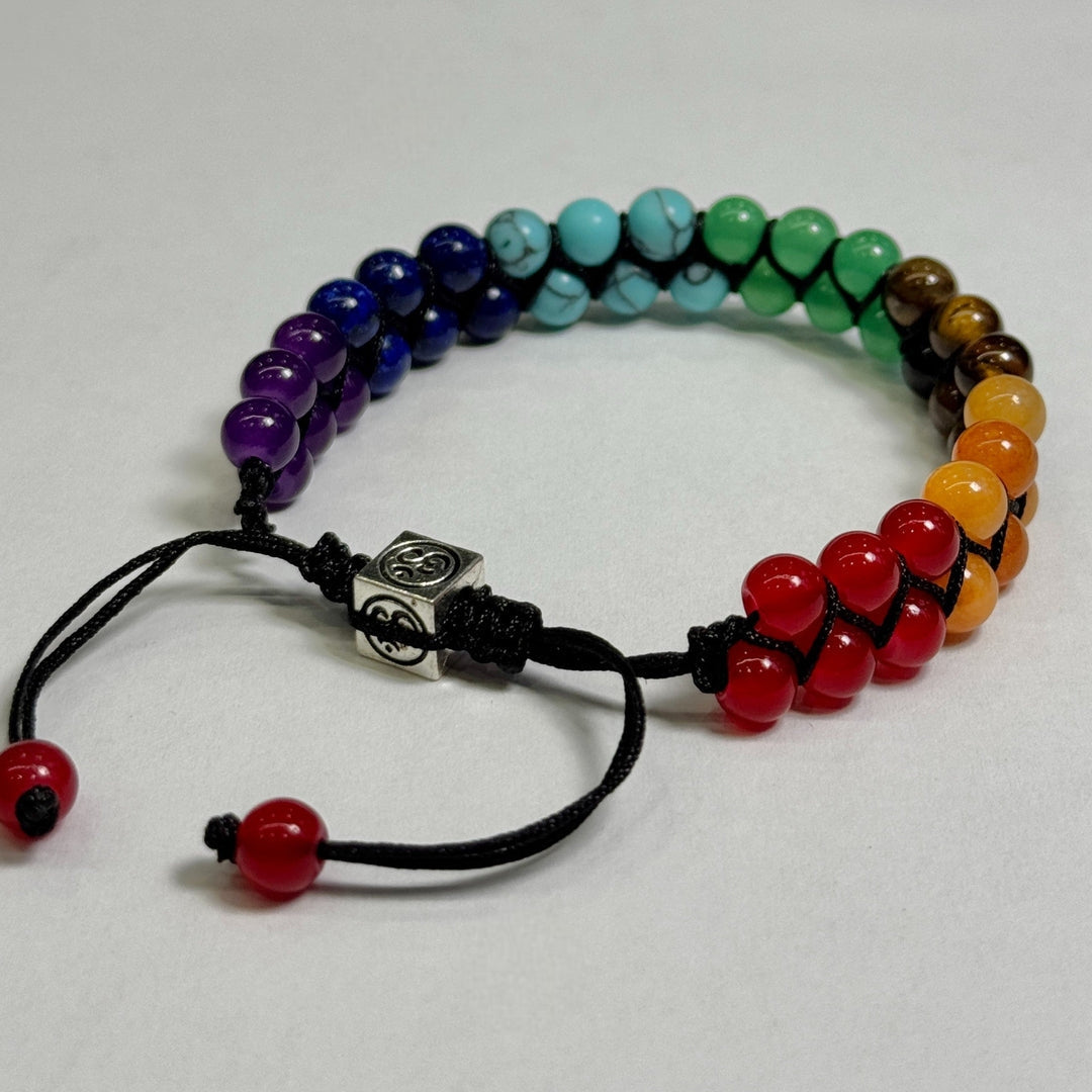 Natural Stone Chakra Bracelet – Adjustable Braided Cord Design for Men & Women, Lightweight & Colorful | Thomler