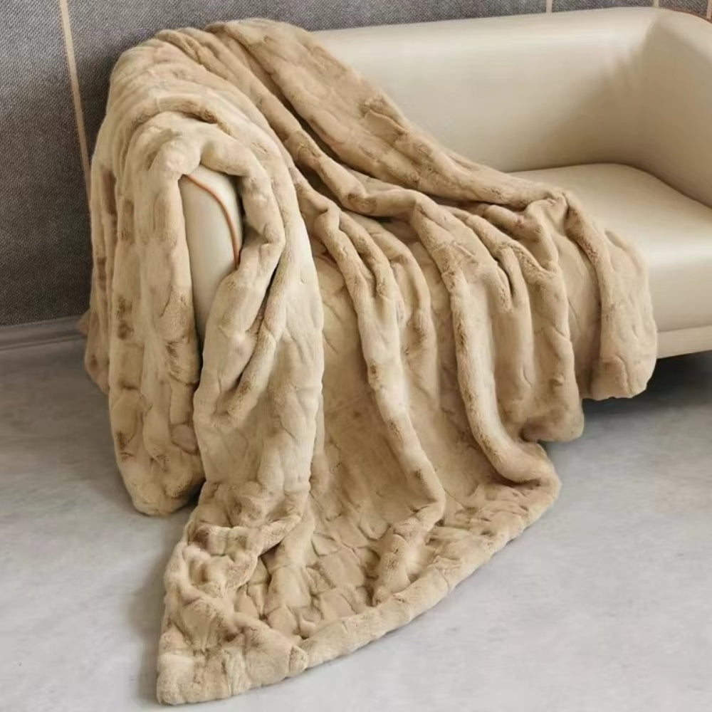Plush Double-Layer Faux Mink Throw Blanket – Premium Microfiber for Beds & Couches, Machine Washable, Ultra Cozy All-Season Comfort for | Thomler