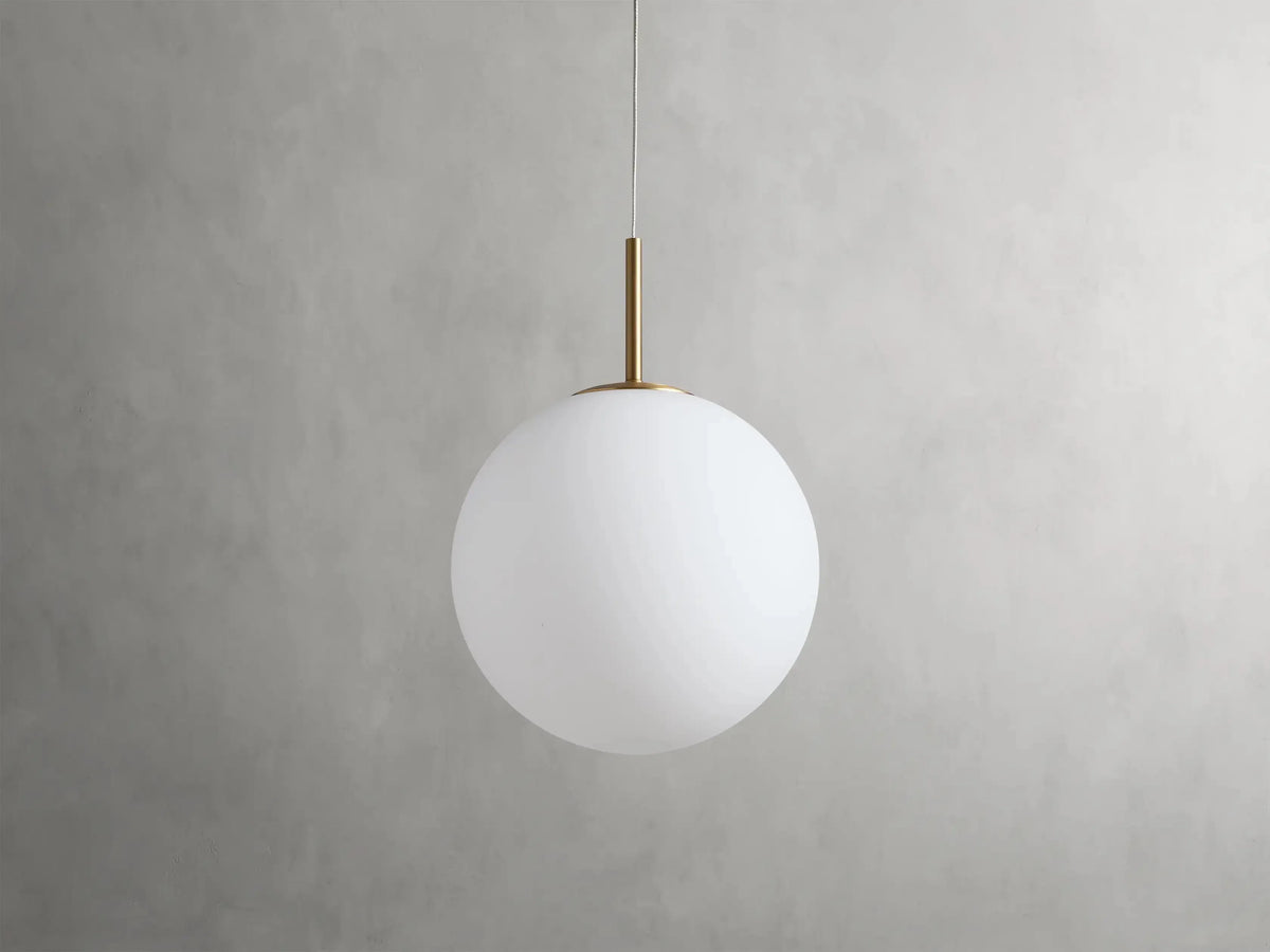 Handblown Glass Globe Pendant Light with Brushed Brass Finish and Integrated LED for Kitchen Island, Dining Room, Entryway, and Bedroom | Thomler