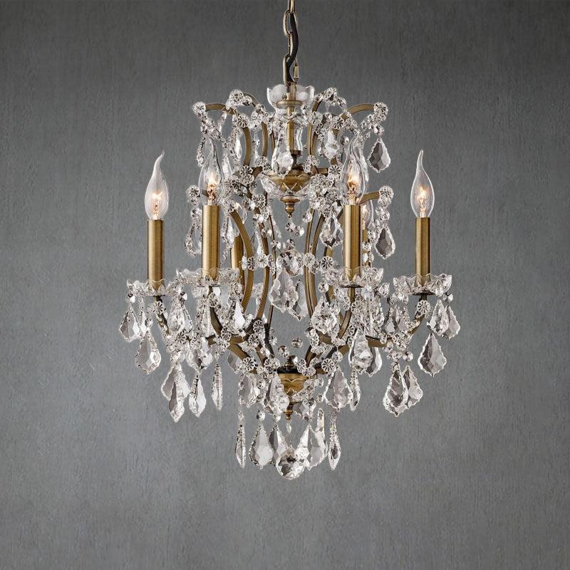 Crystal Glass Chandelier 18 Inch Round Metal Frame 6-Light Hanging Fixture for Dining Room Living Room Entryway Foyer Bedroom Adjustable | Thomler