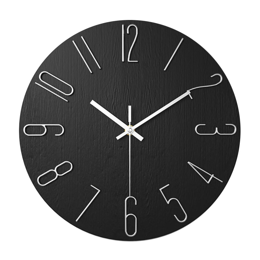 Wall Clock Plastic 30.0 cm Brown Silent Quartz Living Room Bedroom Minimalist Scandinavian Home Office Timepiece | Thomler