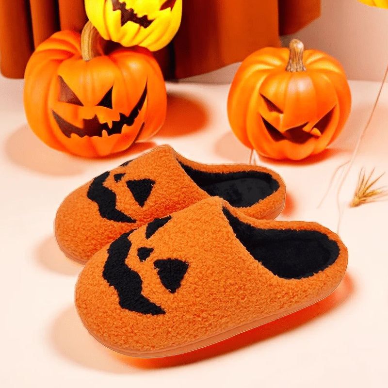 Festive Ghost & Jack-O'-Lantern Indoor Slippers for Halloween – Plush Memory Foam Comfort Footwear | Thomler