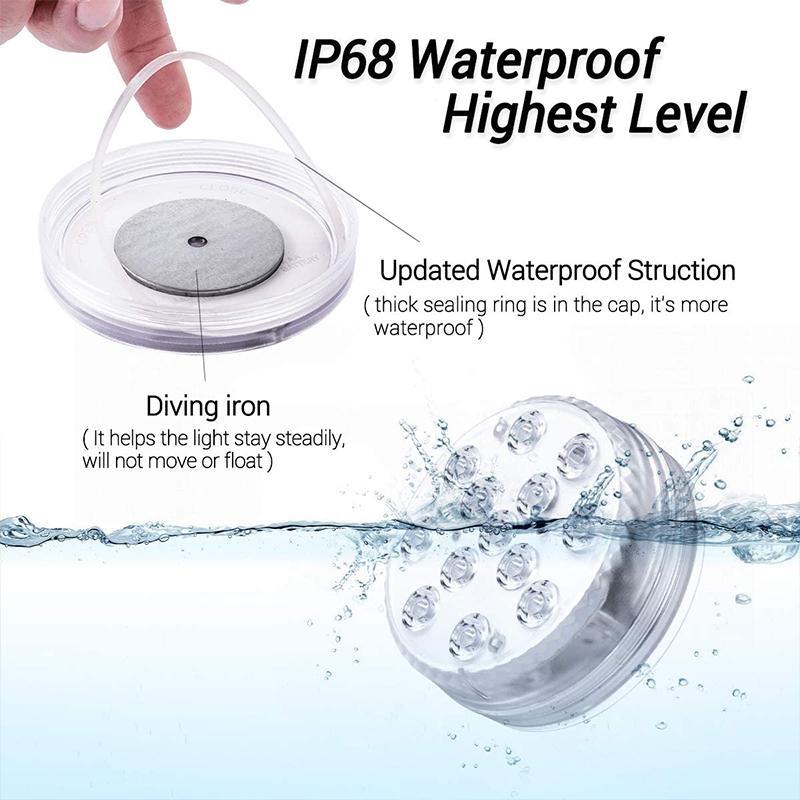 Submersible Pool Light with Remote Control 13-LED Waterproof Suction Cup Accent Lamp for Swimming Pools Hot Tubs Bathtubs Aquariums Vases | Thomler
