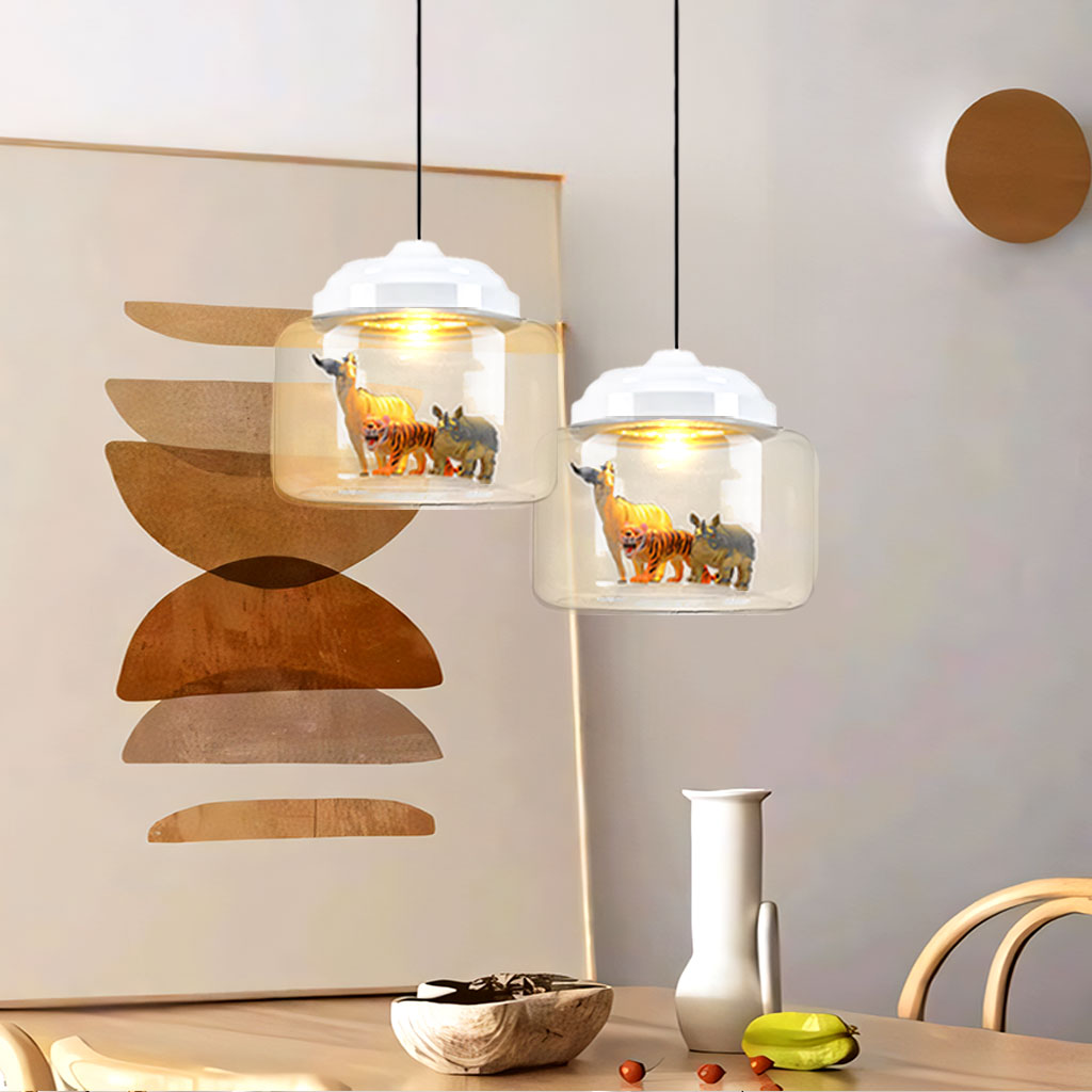 Pendant Light Glass 8.7 in Children’s Room Decorative Ceiling Lamp Whimsical Animal Theme Playful Lighting | Thomler