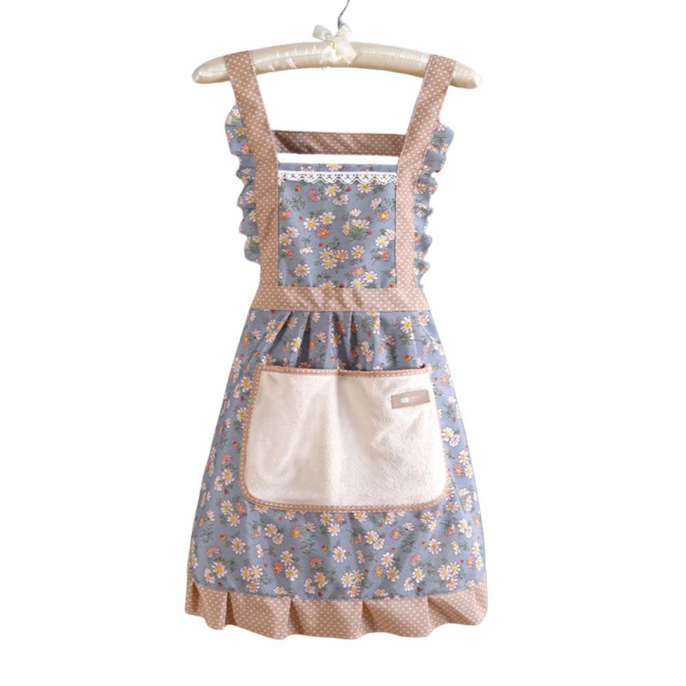 Floral Cotton Kitchen Apron with Pockets – Waterproof & Oil-Resistant for Cooking, Baking & Everyday Meal Prep | Thomler