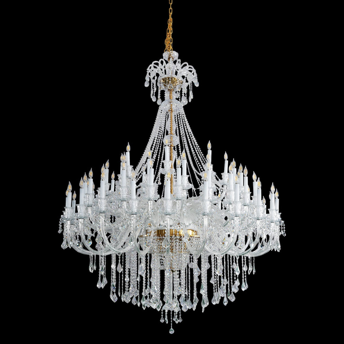Grand Tiered Crystal Chandelier 35-90 Bulbs Dimmable LED Foyer Statement Lighting for High Ceilings Entryway Staircase Hotel Lobby | Thomler