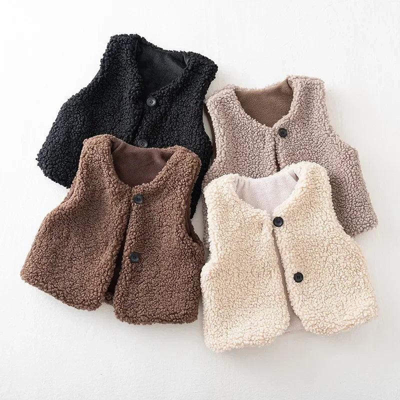 Plush Faux Shearling Vest for Toddlers & Preschoolers – Cozy Sleeveless Jacket for Boys & Girls Ages 1-6 | Thomler