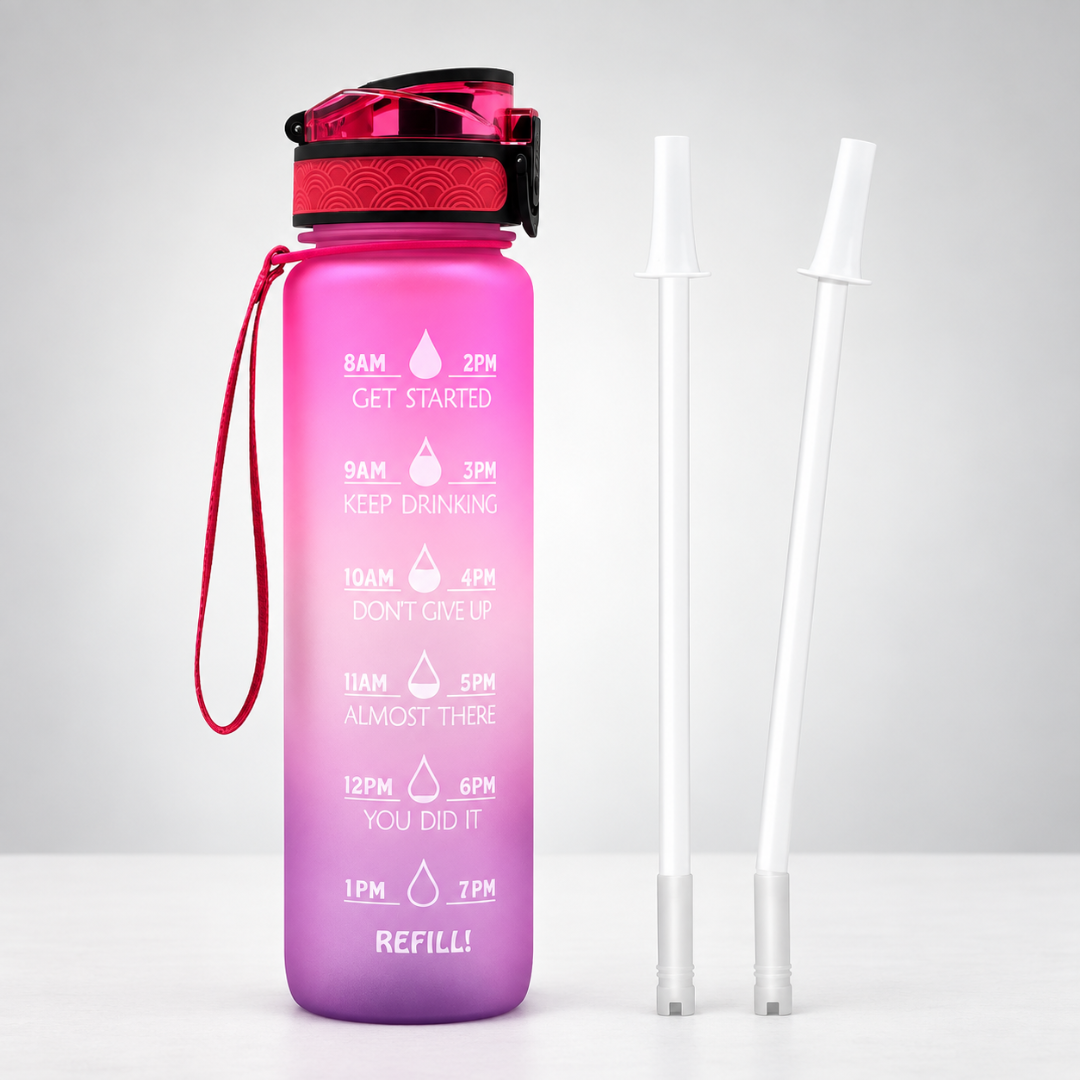 1L Time-Marked Water Bottle with Motivational Tracker for Daily Hydration Goals | Thomler