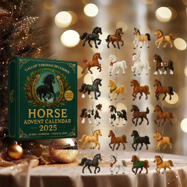 Horse Advent Calendar 2025 – 24 Hand-Painted Miniature Figurines, Holiday Countdown for Kids & Collectors | Thomler