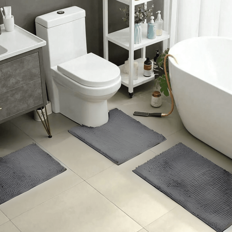Bath Mat Chenille 50.0 x 80.0 cm Blue Bathroom Non Slip Absorbent Rug Shower Bath Toilet Floor Mat | Thomler