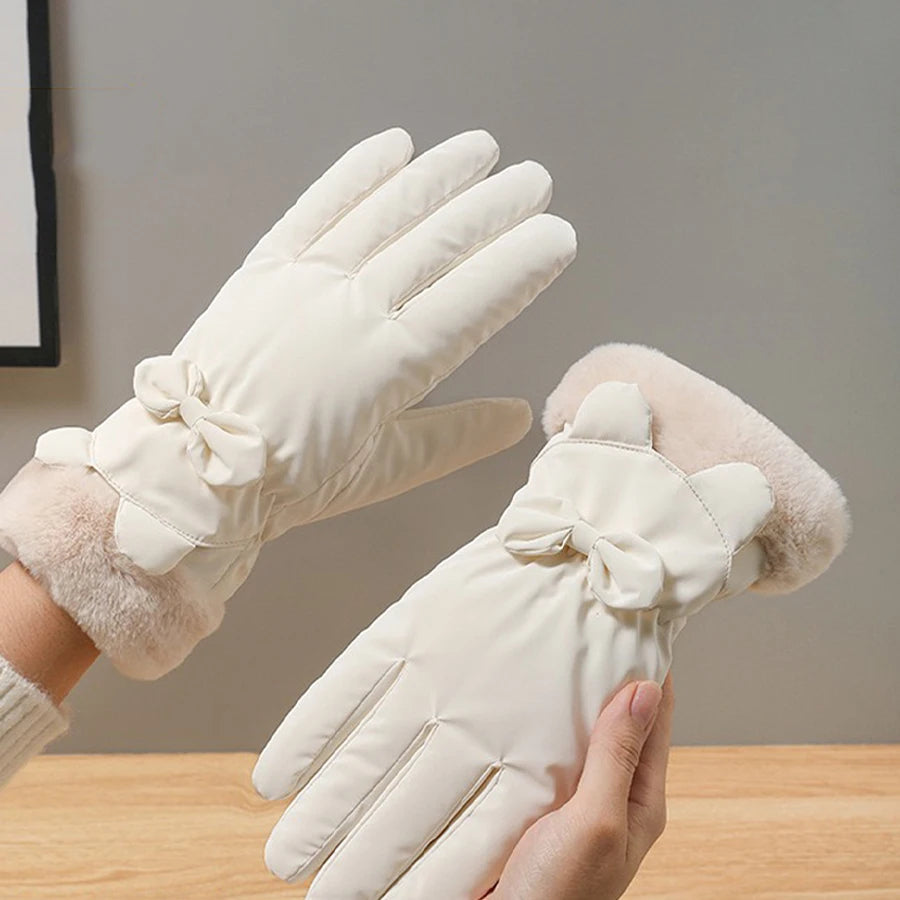 Insulated Touchscreen-Compatible Gloves for Women – Waterproof & Bow Detail | Thomler