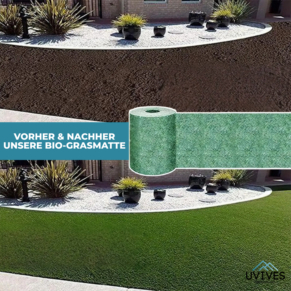 Pre-Seeded Biodegradable Grass Roll for Instant Lawn Coverage – Roll Out, Water & Grow Dense Turf for Yard Patching, Garden Restoration & | Thomler