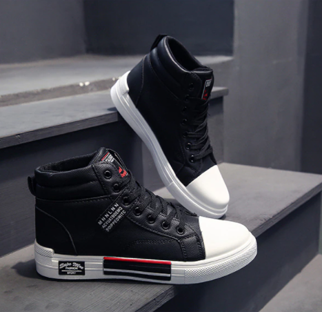 Men's High-Top Lace-Up Sneakers | Textured Canvas Fashion Boots for Fall & Winter Casual Everyday Wear | Thomler