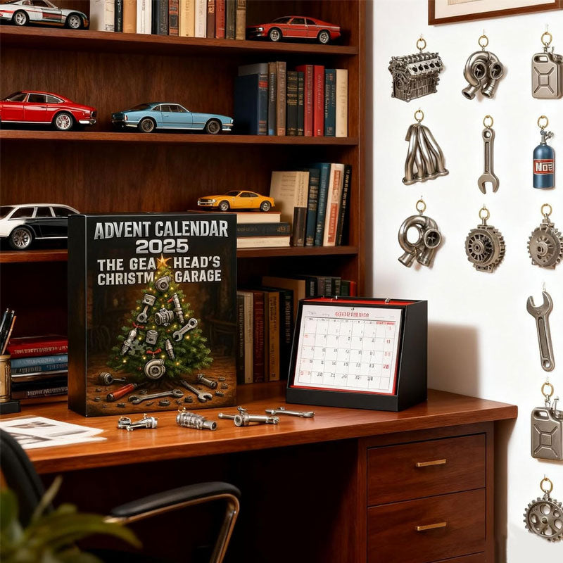 Gearhead Garage Christmas Countdown Calendar with 24 Mini Car Parts – Auto Mechanic Advent Calendar 2025 for Car Enthusiasts & Motor Lovers | Thomler