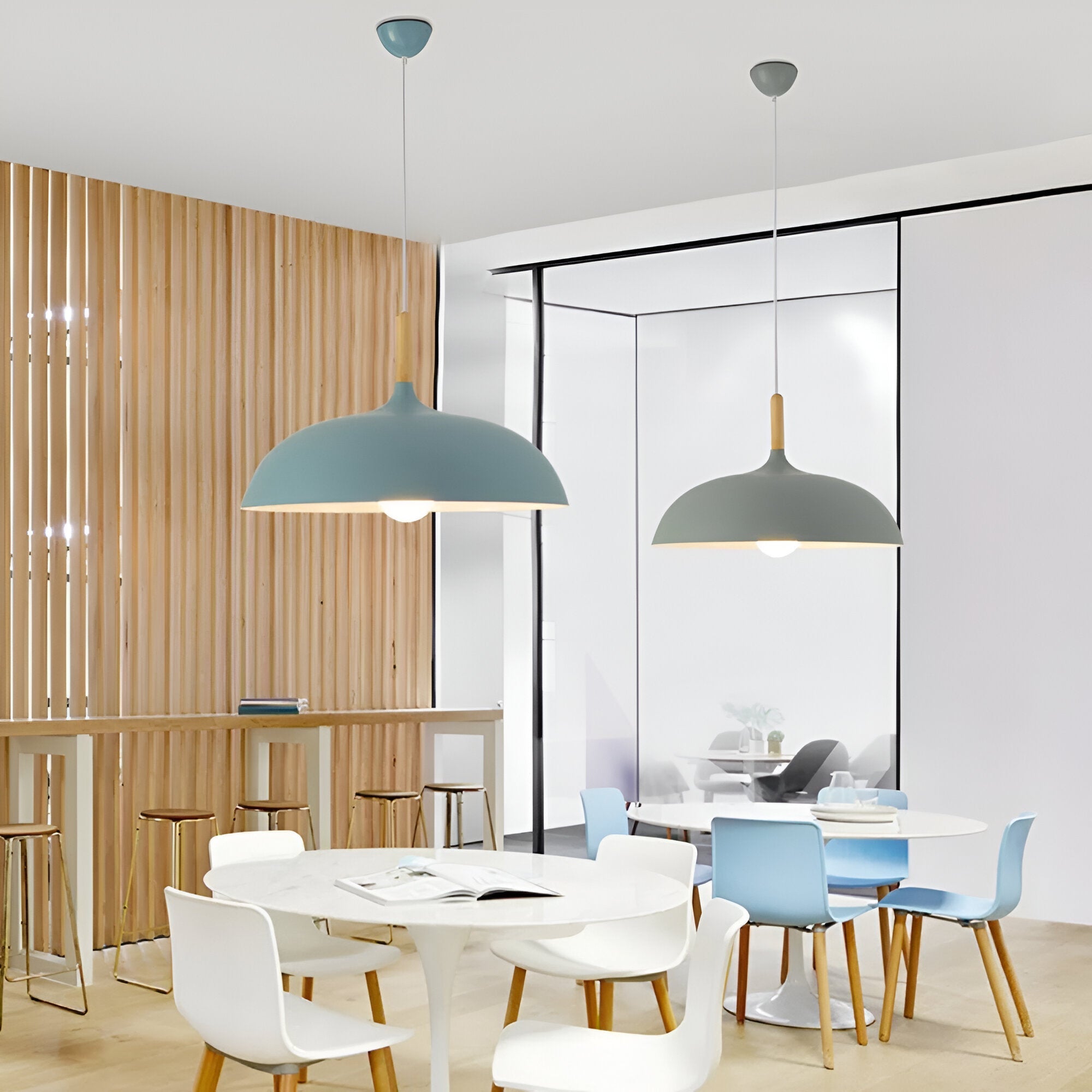 Pendant Light Wood Iron Shade Ø35.0–60.0 cm Dining Room Kitchen Island Japandi Scandinavian Hanging Ceiling Lamp E27 | Thomler
