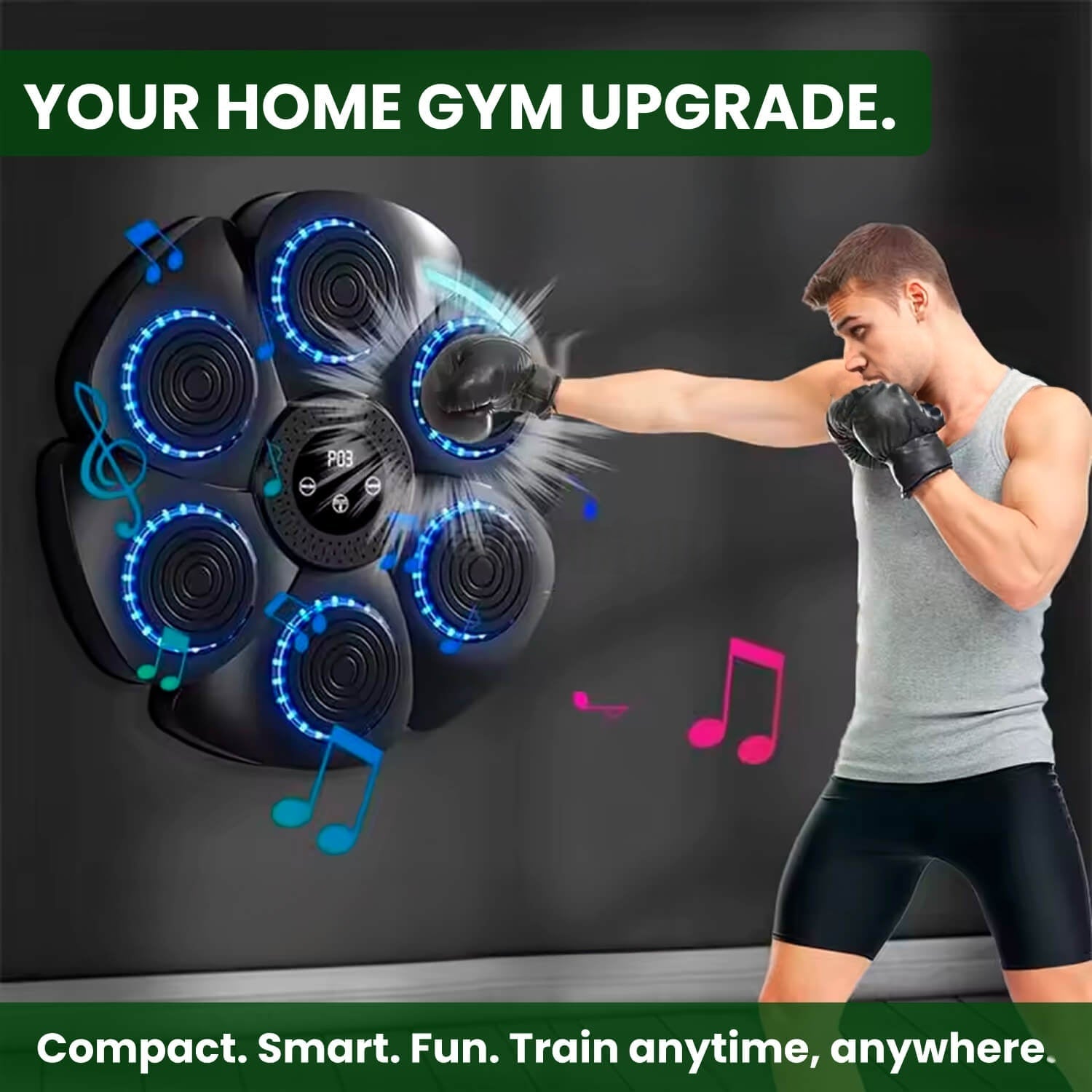 Interactive Rhythm Boxing Trainer with Light-Up Targets & Music Sync for Home Workouts, Cardio & Strength Training | Thomler