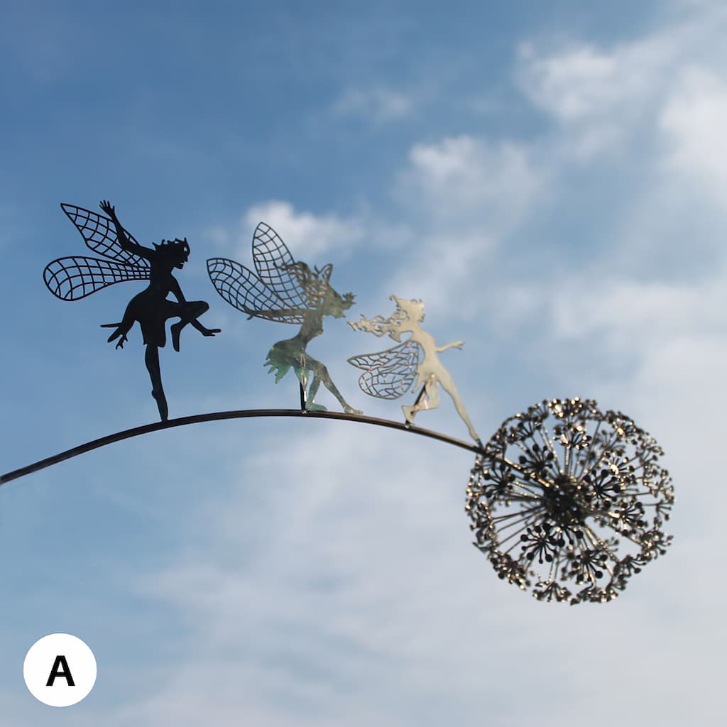 Metal Fairy Garden Stake with Dandelion Silhouette – Whimsical Outdoor Yard Art, Weather-Resistant Lawn Ornament for Flower Beds & Walkways | Thomler