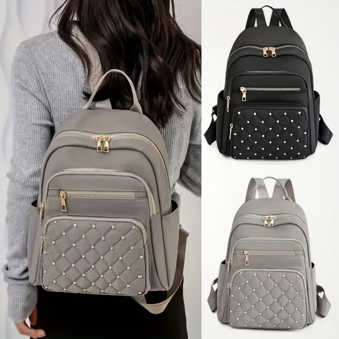 Multi-Compartment Quilted Backpack with Adjustable Straps & Top Handle for School, Work & Travel | Thomler