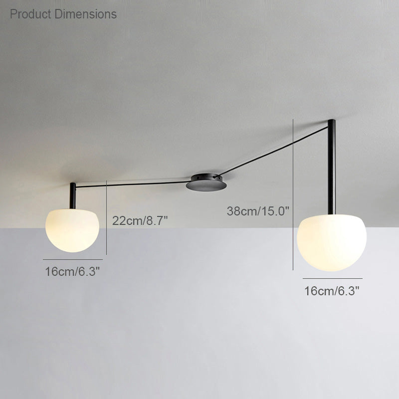 Ceiling Light Frosted Glass 10 in Adjustable Bedroom Living Room Pendant Lamp Modern Decorative Globe Fixture | Thomler
