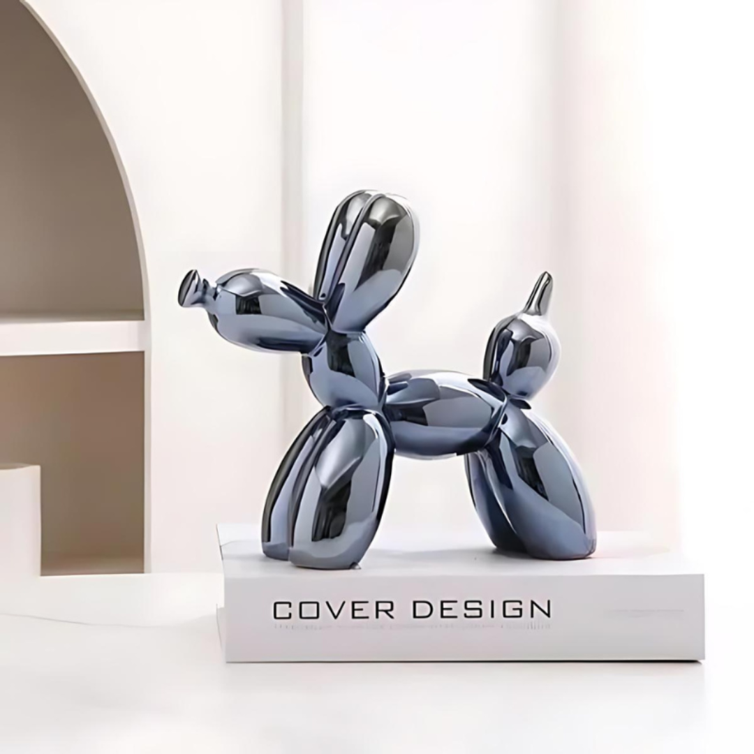 Ceramic Balloon Dog Sculpture – Glossy Tabletop Art Accent for Shelves, Mantels & Desks – Pop Art Style Home Decor Statement Piece | Thomler