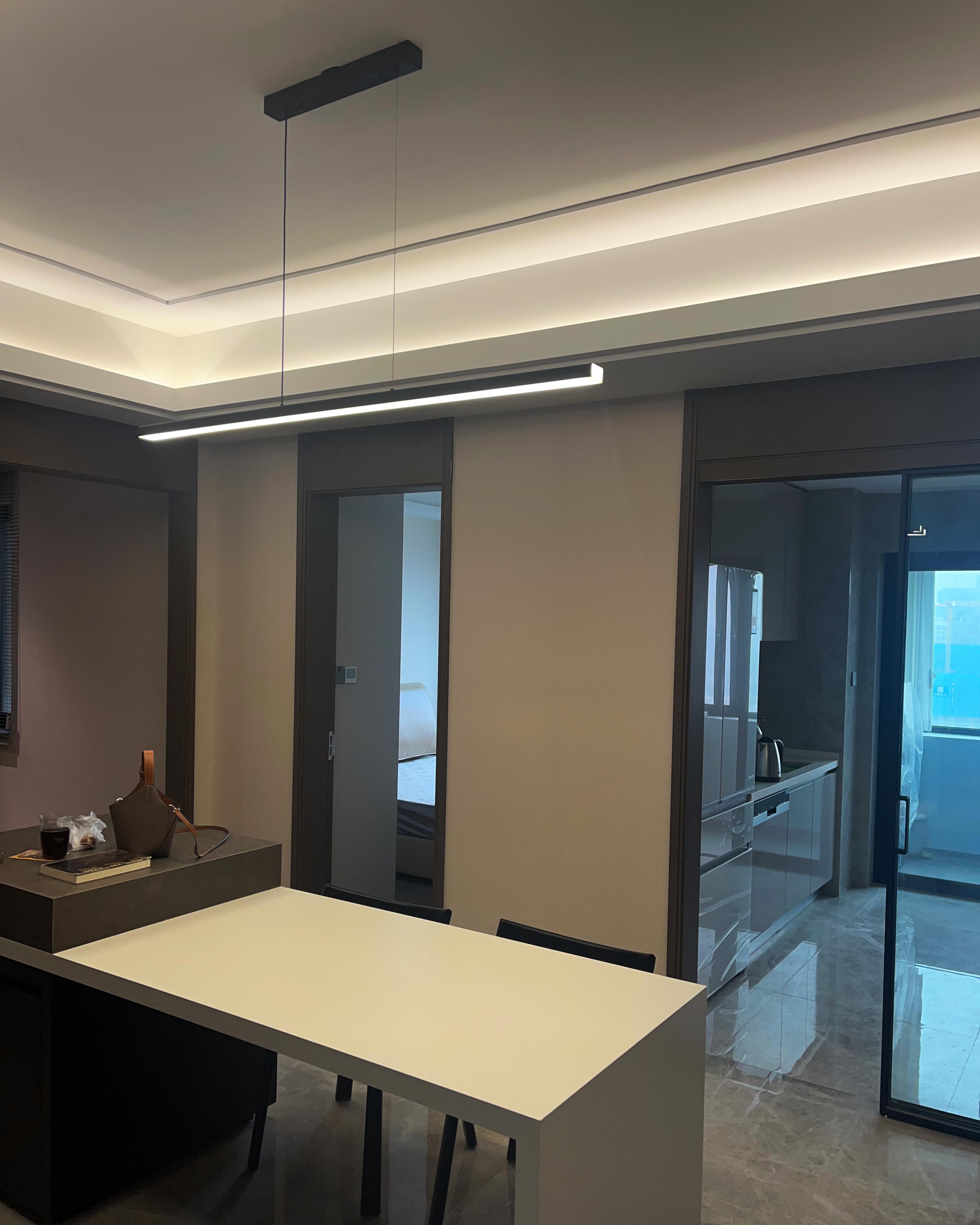 Linear Pendant Light Metal 39 in Adjustable Kitchen Island LED Warm White 3000K-6000K Modern Dining Room Hanging Lamp | Thomler