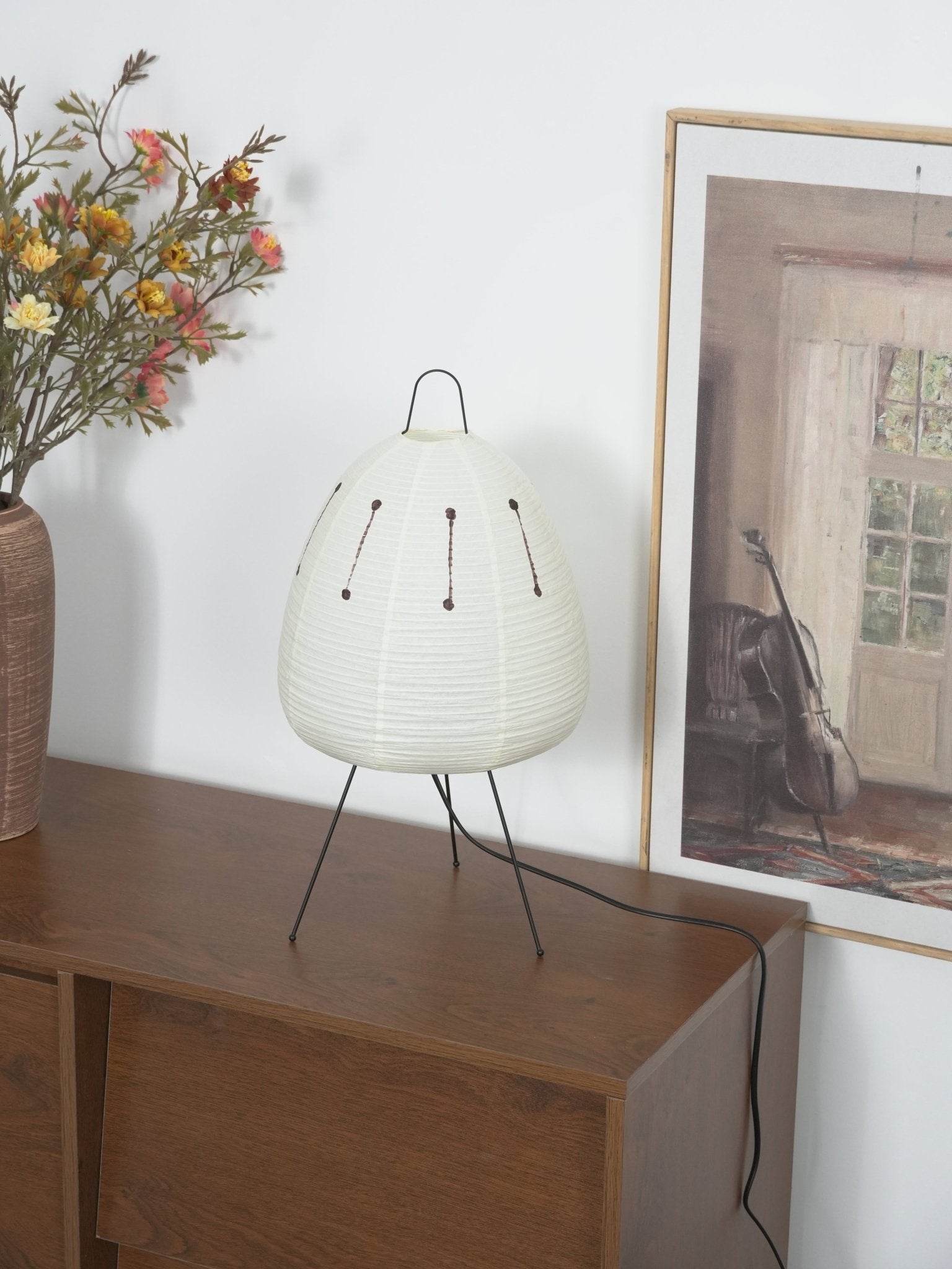 Table Lamp Rice Paper 16.9 in Indoor LED Bedroom Desk Nightstand Light | Thomler