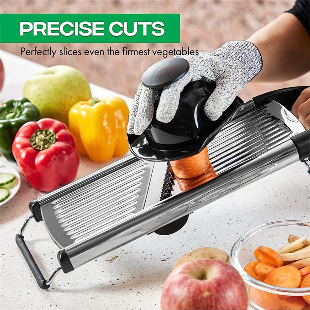 Adjustable Vegetable Slicer with 6 Thickness Settings & Safety Guard for Potatoes, Cucumbers, Carrots | Thomler