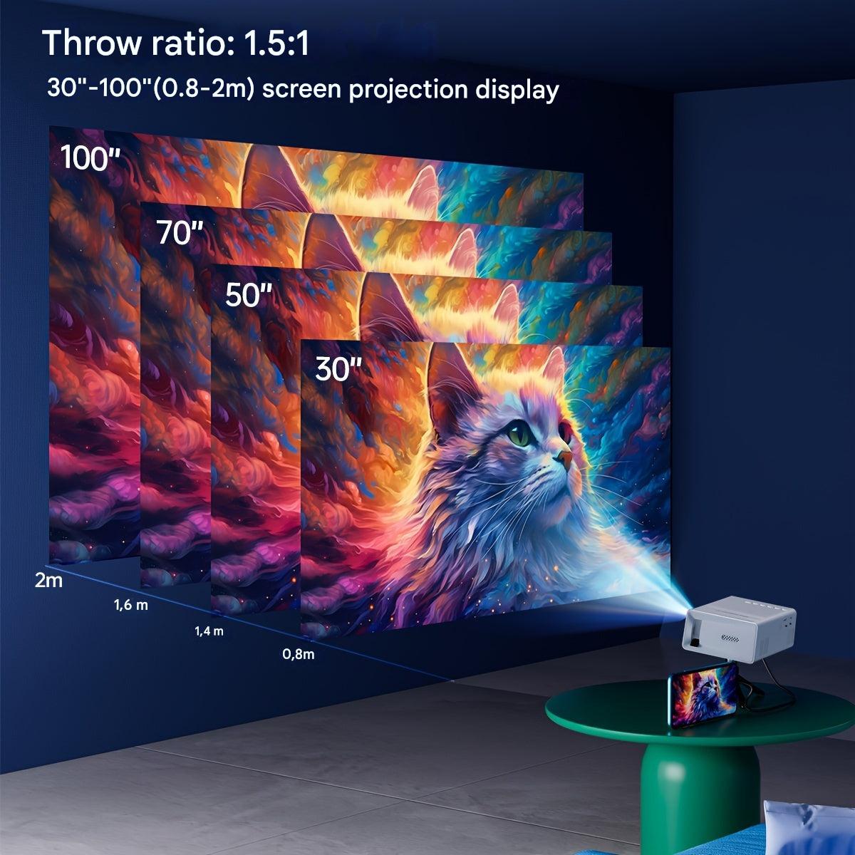 Portable HD Mini Projector 3000 Lumens LED Home Theater Display for Movies Gaming Presentations HDMI USB Compatible 80-Inch Screen Indoor | Thomler