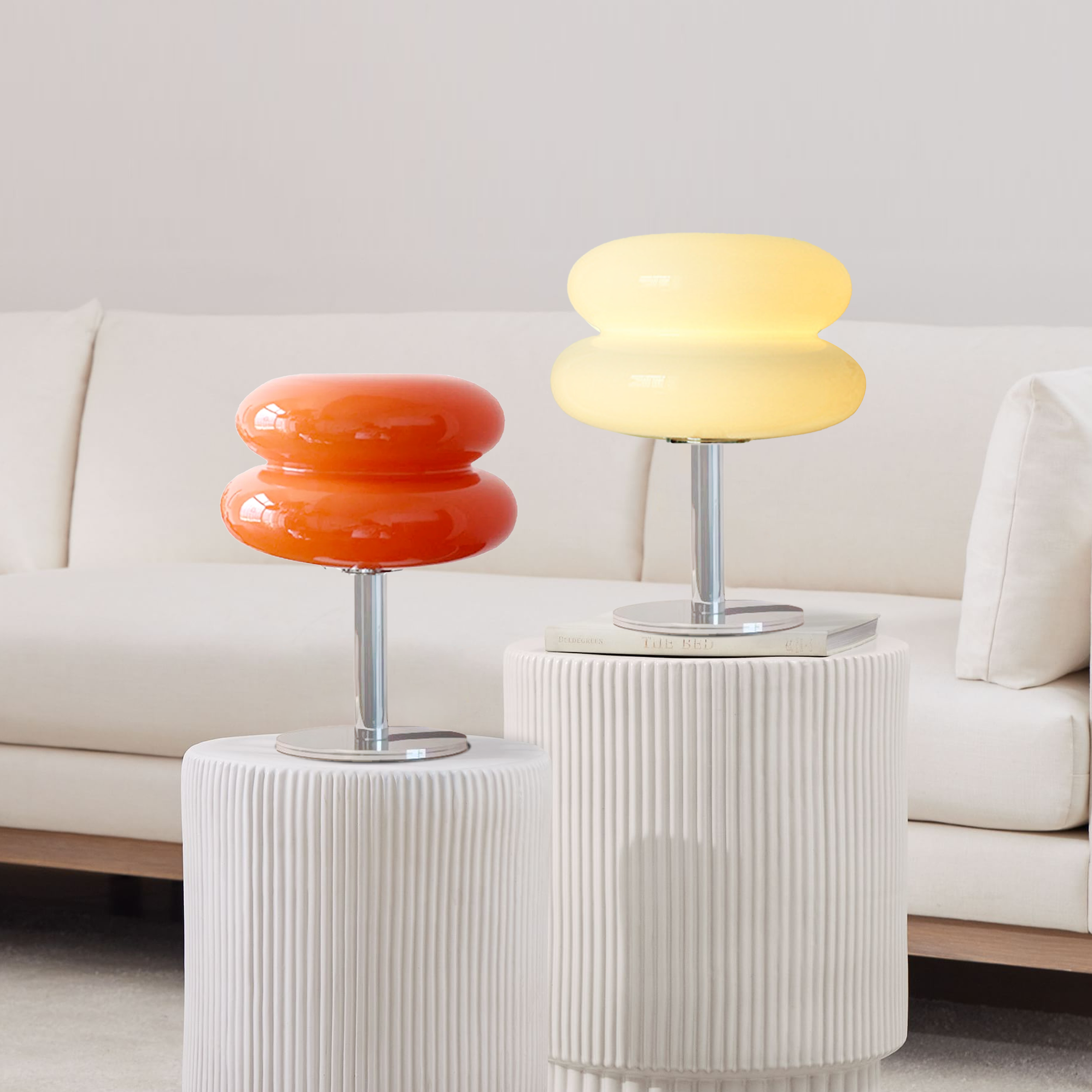Table Lamp Glass 10 in White Jade Minimalist Bedroom Desk Accent Light | Thomler