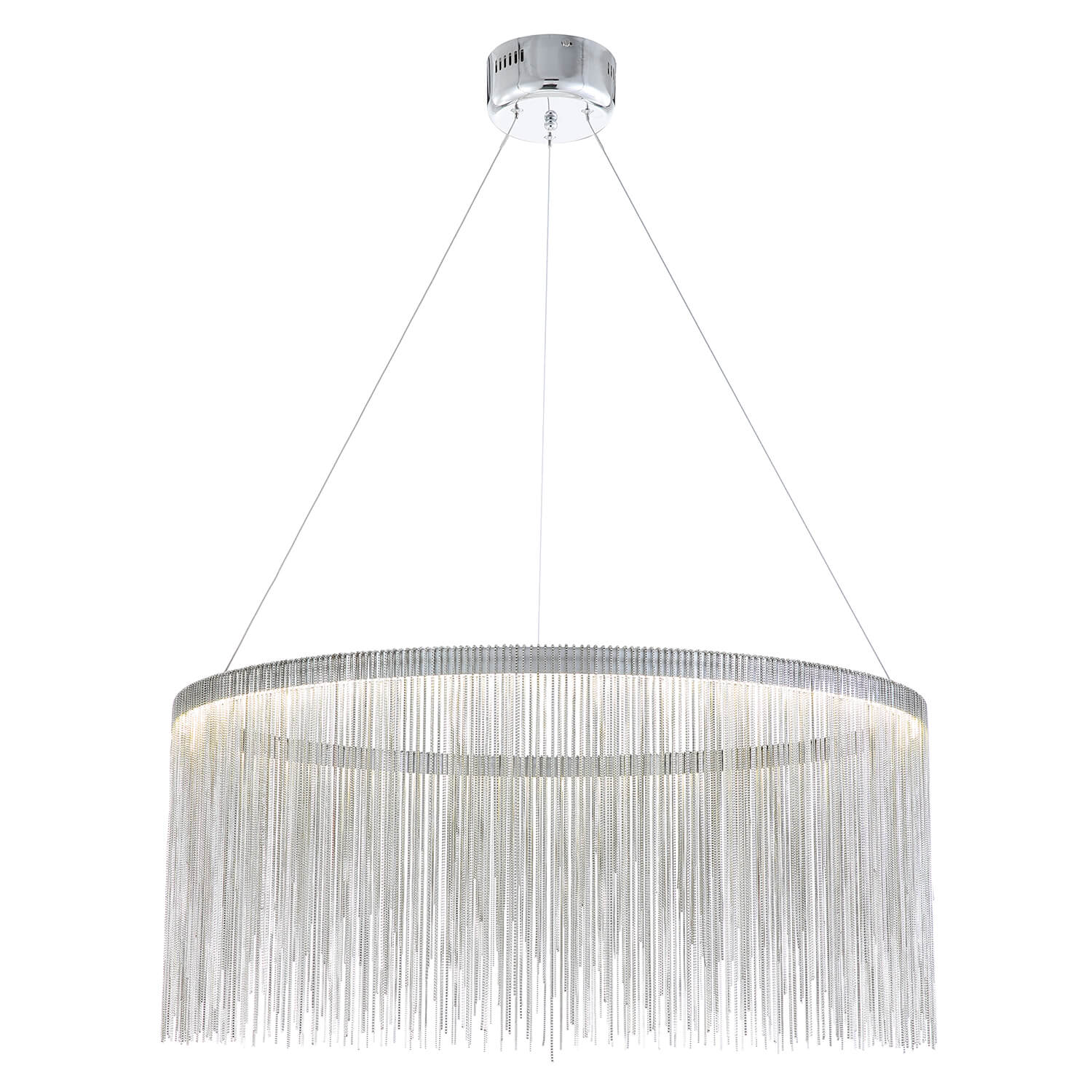 Circular Aluminum LED Chandelier Modern Ring Pendant Light Silver Finish for Dining Room Kitchen Bedroom Adjustable Height Ceiling Fixture | Thomler