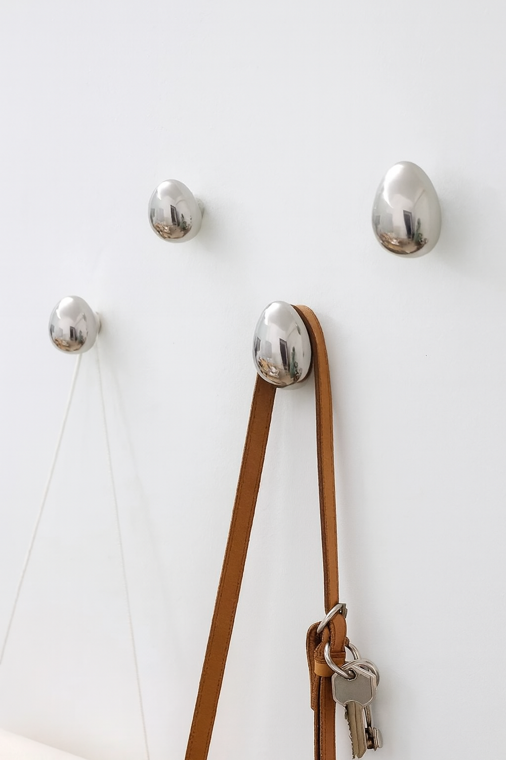 Wall Hook Ceramic 5.8 cm Silver Bathroom Hallway Kitchen Adhesive Screw Mounted Teardrop Coat Towel Holder Set of 2 | Thomler