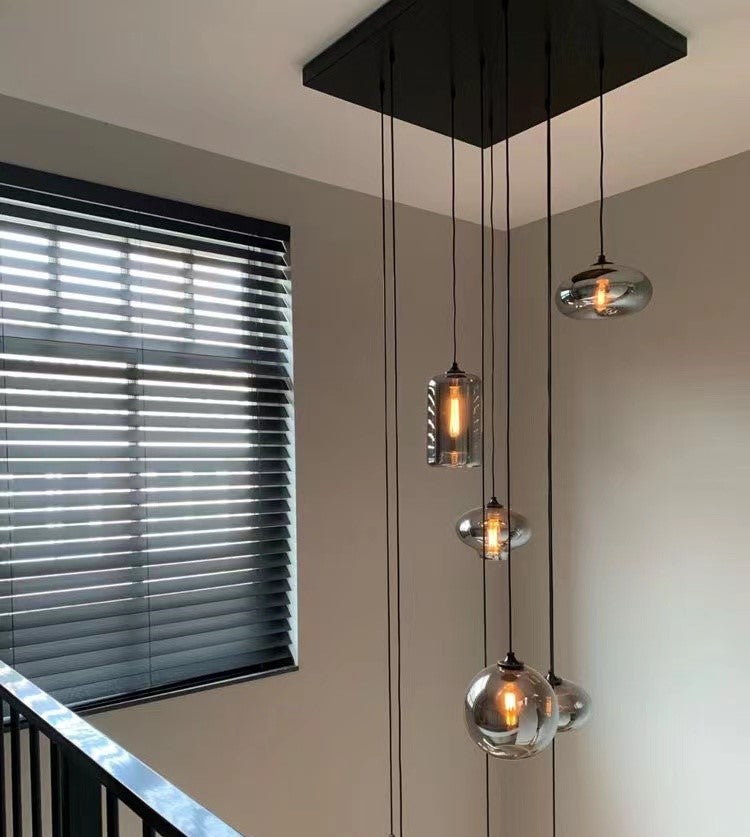 Spiral Glass Chandelier for Two-Story Entryway Multi-Light Dimmable Fixture for Stairwell Foyer Living Room High Ceiling | Thomler