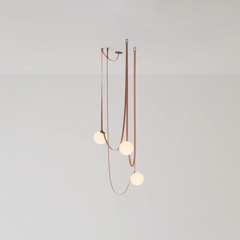 Pendant Light Leather Glass Globe 15.0 cm Adjustable Living Room Dining Room Hanging Ceiling Light For Sloped Ceilings | Thomler