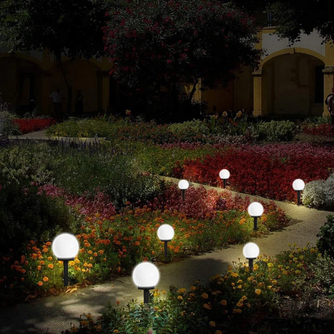 Solar Garden Lights Sphere Waterproof Cool White Path Patio Outdoor Lawn Lighting Set Of 3 Cordless Solar Powered Lamps | Thomler