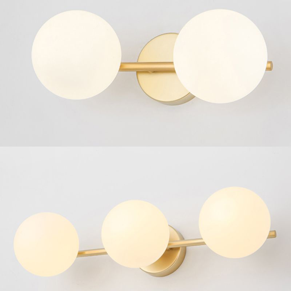Glass Globe Vanity Sconce Metal Wall Fixture for Bathroom Bedroom Kitchen 2 or 3 Bulb LED Dimmable Hardwired Indoor Accent Lighting | Thomler