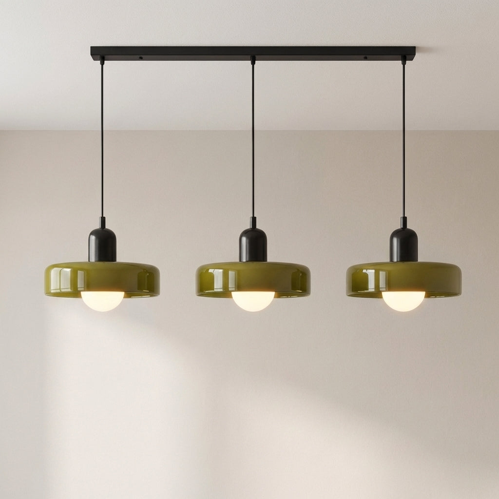 3-Light Geometric Glass Pendant Chandelier – Adjustable Height Statement Fixture for Dining Room, Kitchen Island & Bar | Modern Art Deco | Thomler