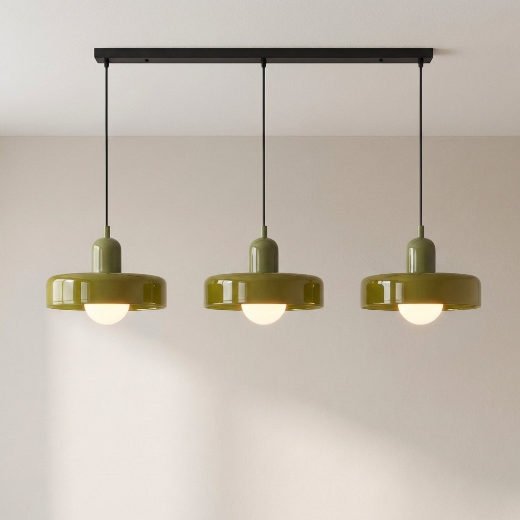 3-Light Geometric Glass Pendant Chandelier – Adjustable Height Statement Fixture for Dining Room, Kitchen Island & Bar | Modern Art Deco | Thomler
