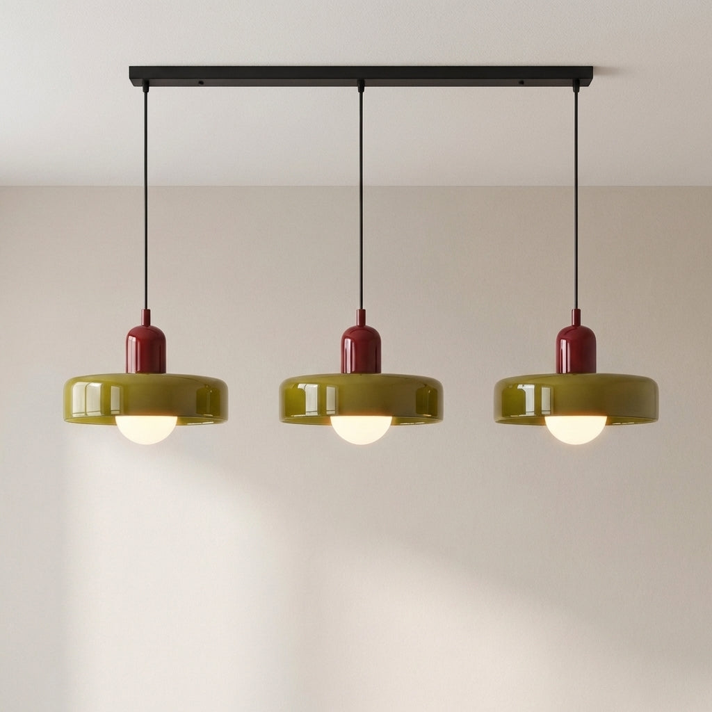 3-Light Geometric Glass Pendant Chandelier – Adjustable Height Statement Fixture for Dining Room, Kitchen Island & Bar | Modern Art Deco | Thomler