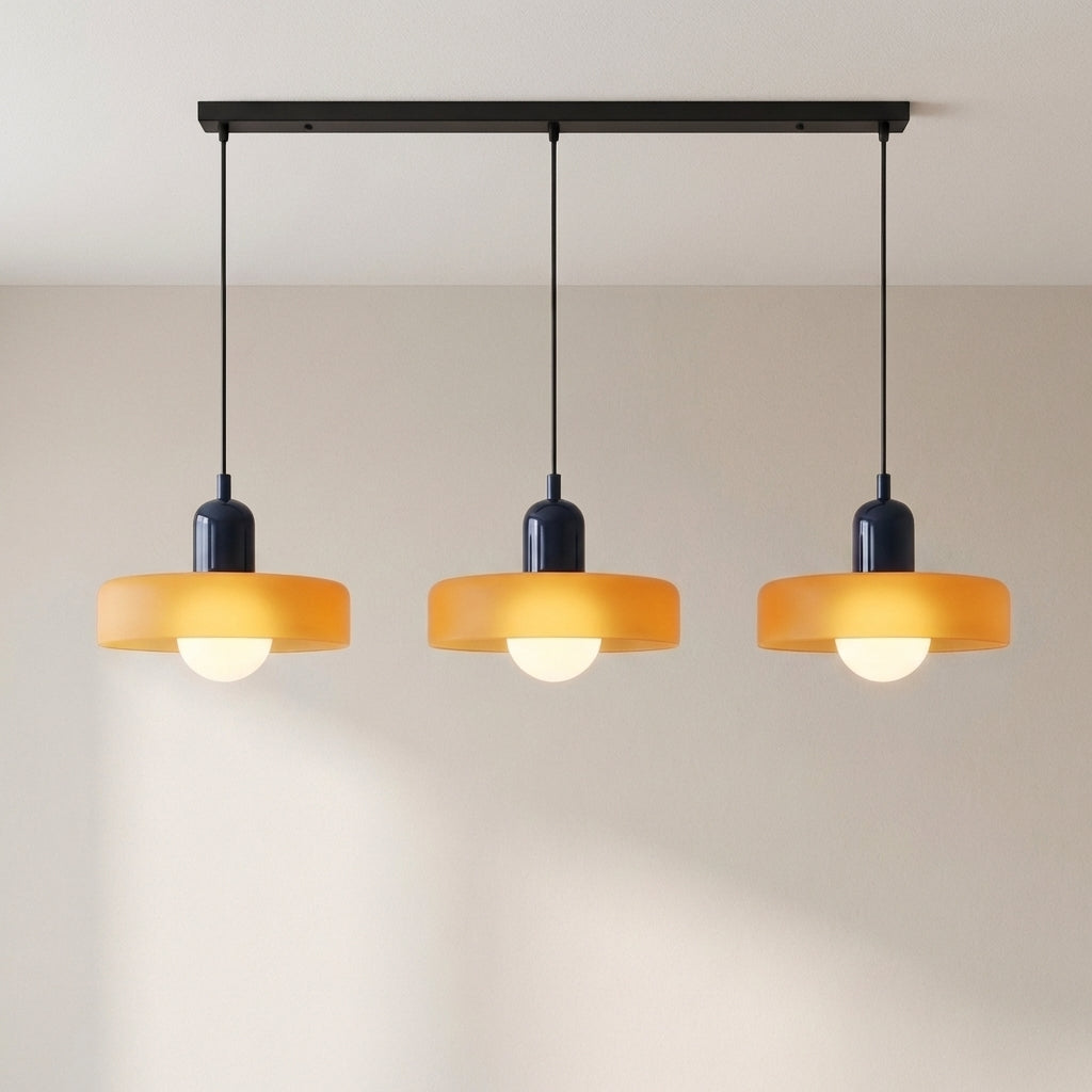 3-Light Geometric Glass Pendant Chandelier – Adjustable Height Statement Fixture for Dining Room, Kitchen Island & Bar | Modern Art Deco | Thomler