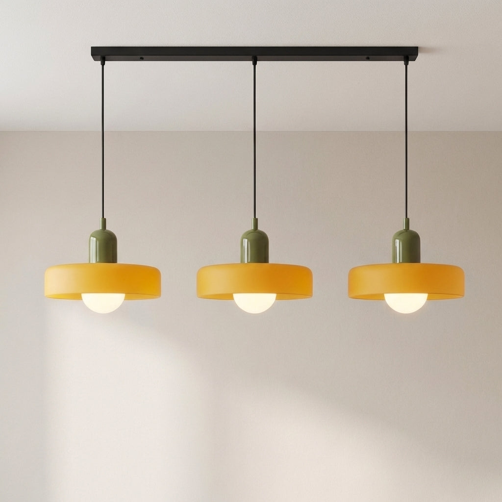 3-Light Geometric Glass Pendant Chandelier – Adjustable Height Statement Fixture for Dining Room, Kitchen Island & Bar | Modern Art Deco | Thomler
