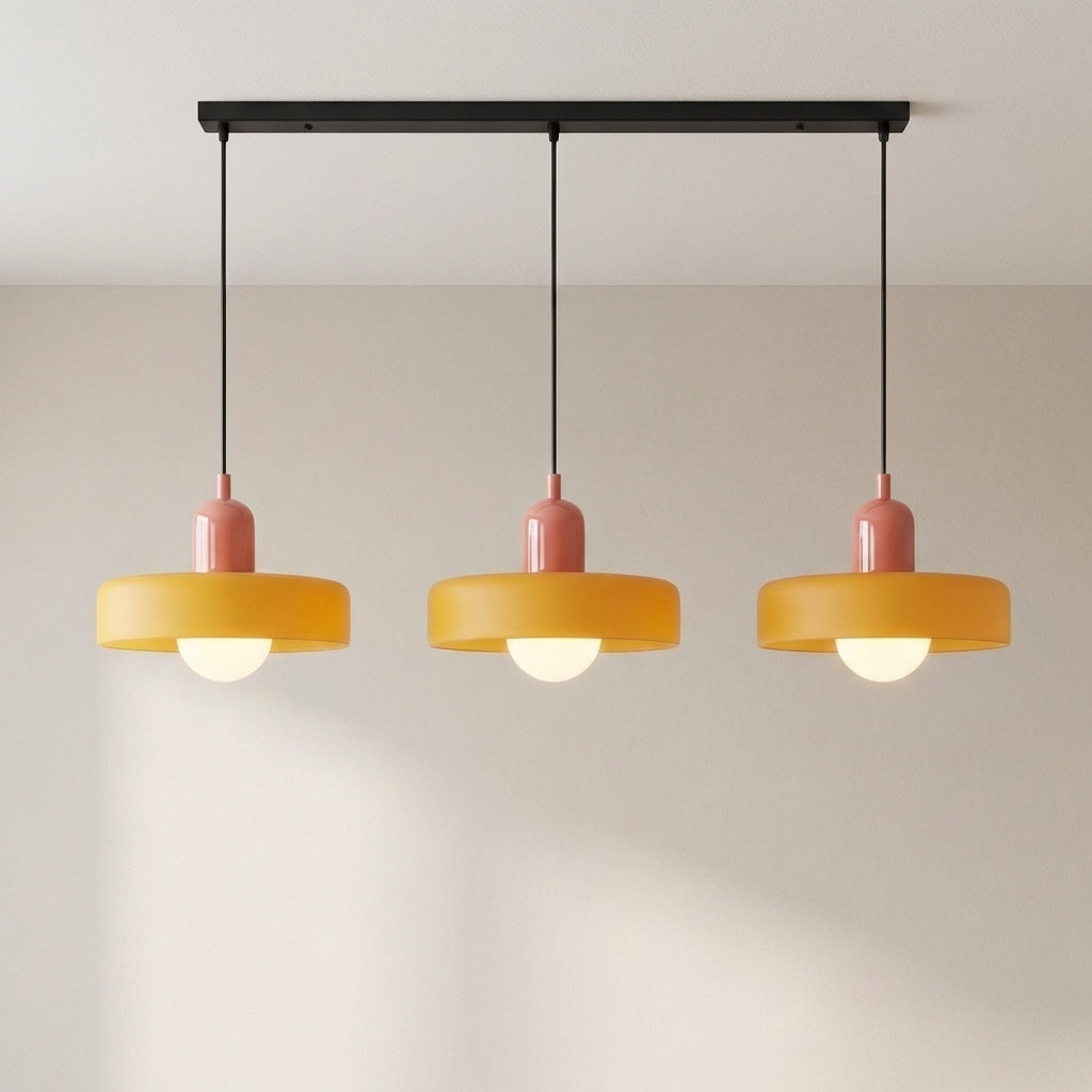 3-Light Geometric Glass Pendant Chandelier – Adjustable Height Statement Fixture for Dining Room, Kitchen Island & Bar | Modern Art Deco | Thomler