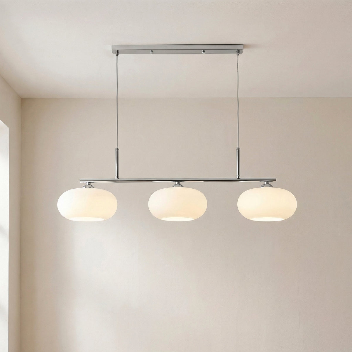 3-Light Geometric Pendant Lamp Industrial Metal & Glass Chandelier for Kitchen Island Dining Room Living Room Adjustable Height Modern | Thomler