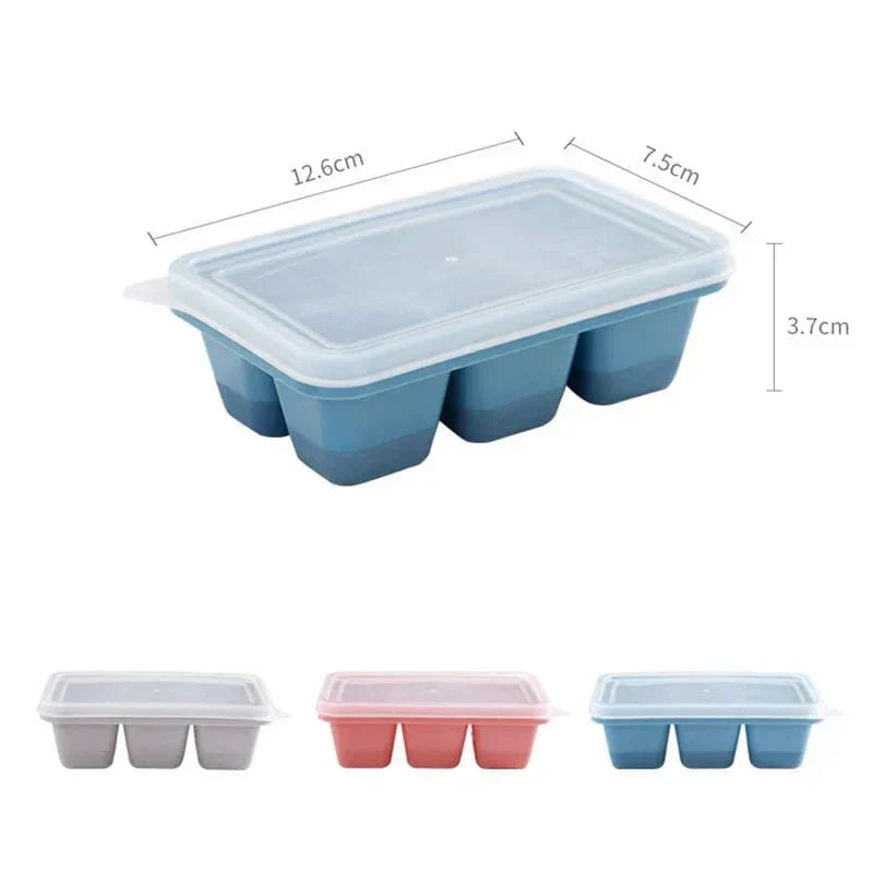 Stackable Freezer Ice Tray Set – 6-Cube Covered Molds for Water, Juice & More (3-Pack) | Thomler